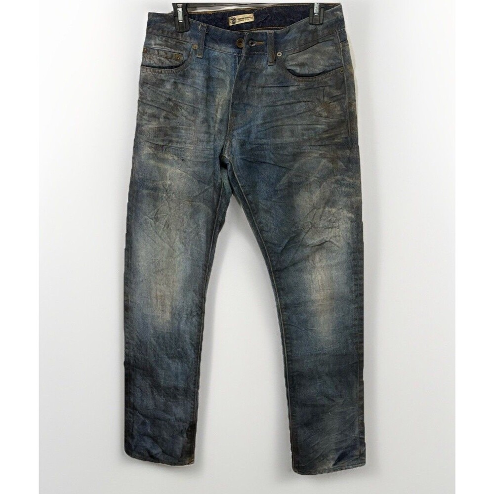 Norman Russell Selvedge Denim‎ Jeans 31 X 33 Straight Handmade Thrashed Mud Wash